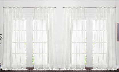 NICETOWN Voile Sheer Window Curtains for Bedroom, Rod Pocket Elegant Airy Sheer Curtains Sweep The Floor for Living Room, W60 x L95, 4 Panels, Ivory