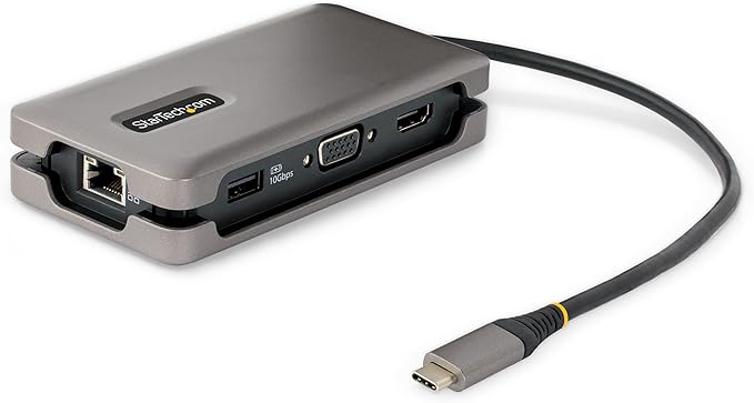 StarTech.com USB-C Docking Station for MacBook Pro M1 M2 M3 M4 and Windows, 4K 60Hz HDMI or 1080p VGA Video, USB 10Gbps Hub, 100W Laptop Charging, GbE, 1ft/30cm Cable