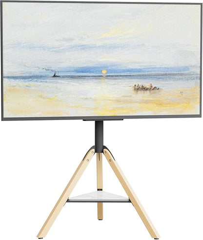 unho Corner TV Stand Floor for 40-75 inch TVs Solid Wood Leg Bearing up to 110lb