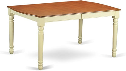 East West Furniture DOCL5-BMK-W 5 Piece Dining Set Includes a Rectangle Dining Room Table with Butterfly Leaf and 4 Wood Seat Chairs, 42x78 Inch, Buttermilk & Cherry