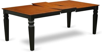 East West Furniture LGDA5-BCH-W 5 Piece Modern Dining Table Set Includes a Rectangle Wooden Table with Butterfly Leaf and 4 Dining Chairs, 42x84 Inch, Black & Cherry