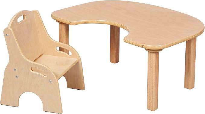 ECR4Kids Little Learner Table and Chair Set, Kids Furniture, Natural