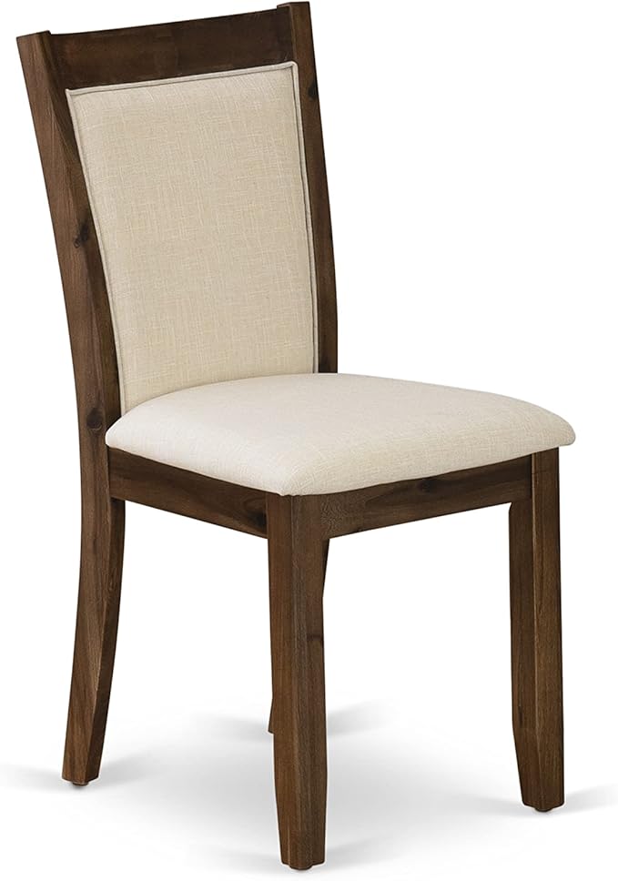 East West Furniture X777MZN32-6 6 Piece Dining Table Set Contains a Rectangle Kitchen Table with X-Legs and 4 Light Beige Linen Fabric Parson Chairs with a Bench, 40x72 Inch, Multi-Color
