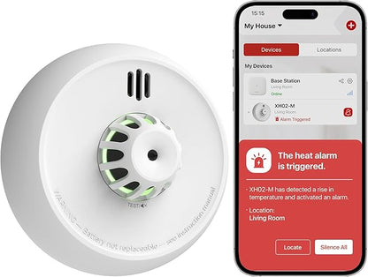 X-Sense Smart Heat Alarm XH02-M with 10-Year Sealed Battery, SBS50 Base Station Required, Model XH02-M, 1-Pack