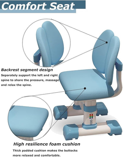 Kids' Table Chair Sets, Kids' Desks Chair, Children Study Desk Writing Table Computer Workstation With Large Storage Drawer And Bookshelf, Height Adjustable Kids Bedroom Furniture ( Color : Blue )
