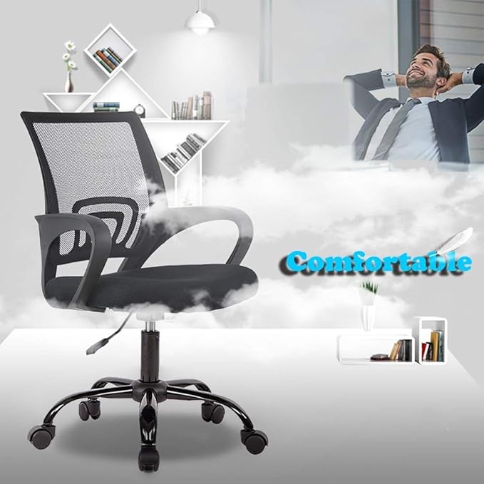 BestOffice Mesh Computer Back Support Modern Executive Adjustable Task Rolling Swivel Chair for Women,Men(2 Pack) (Black)