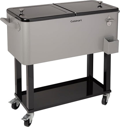 Cuisinart 80 Qt Cooler Cart, Portable Outdoor Beverage Cooler with Storage Shelf, Bottle Opener and Cap Collector, Summer BBQs, Cookouts and Tailgates, 48 Hour Cold Drinks, Chill, Fresh Sodas and Beer