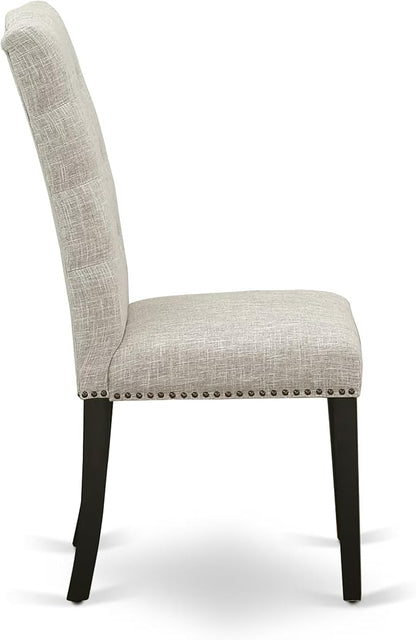 East West Furniture V627EL635-5 5 Piece Dining Table Set for 4 Includes a Rectangle Kitchen Table with V-Legs and 4 Doeskin Linen Fabric Parson Dining Chairs, 40x72 Inch, Multi-Color