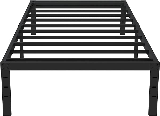 16 Inch Narrow Twin Bed Frame 30x75 No Box Spring Needed, Metal Platform 75x30 Narrow Twin Bed Frames, Eassy Assembly 3,500 lbs Heavy Duty Bedframes, Black