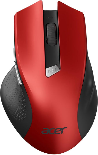 acer Wireless Mouse for Laptop, 2.4GHz Computer Mouse 3 Adjustable DPI Office Cordless USB Mice with USBA Receiver, 6 Buttons, 1600 DPI, Medium to Large Sized Hands (Red)