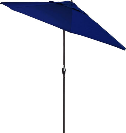 California Umbrella 7.5' Round Sunbrella Aluminum Outdoor Deck, Pool or Patio Umbrella, Crank Lift, Auto Tilt, Bronze Pole, True Blue