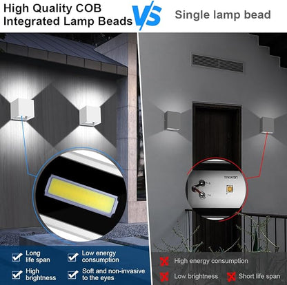 ledmo LED Outdoor Sconses Light Up and Down Wall Lights Aluminum IP65 4.7-Inch 20W High Power 6000K Cold White 1800LM Modern Exterior Lighting Fixture for Patio Home Yard 4 Pack