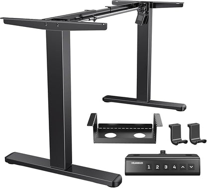 HUANUO Standing Desk Frame with 220lbs Powerful Brushless Motor, Thick T-Shaped Adjustable Desk Legs Made of Automotive-Grade Steel, for Max 75″ x 35″ Desktop, for Home Office, Black Frame Only