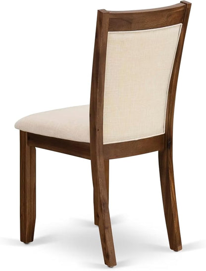 East West Furniture V727MZN32-7 7 Piece Dining Table Set Consist of a Rectangle Kitchen Table with V-Legs and 6 Light Beige Linen Fabric Parson Dining Chairs, 40x72 Inch, Multi-Color