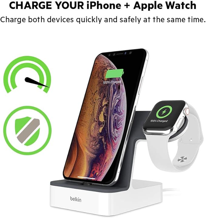 Belkin Magnetic 2-in-1 Lightning Charging Dock for Apple iPhone and Apple Watch - Black