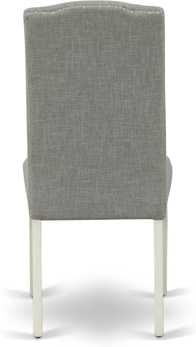 East West Furniture V027EN206-7 7 Piece Dining Table Set Consist of a Rectangle Kitchen Table with V-Legs and 6 Dark Shitake Linen Fabric Parson Dining Chairs, 40x72 Inch, Multi-Color