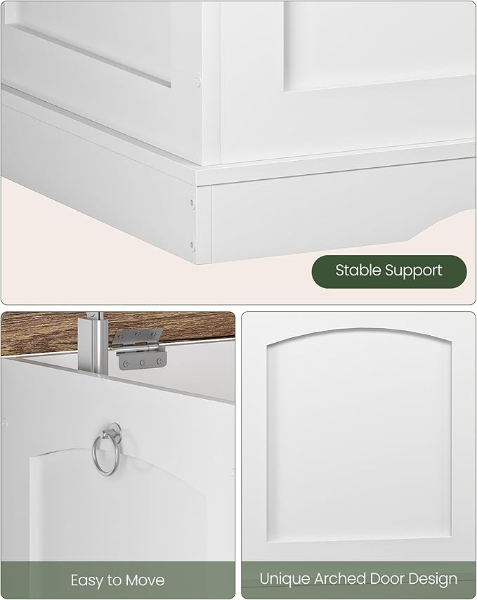 39.4" Storage Chest Bench with Lift Lid, Toy Chest with Safety Hinge, Entryway Shoe Bench, Wooden Storage Trunk, Holds up to 220 lb, for Living Room, Bedroom, Hall, White and Walnut MCW12WL