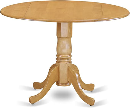 East West Furniture DMVA5-OAK-W 5 Piece Modern Dining Table Set Includes a Round Wooden Table with Dropleaf and 4 Kitchen Dining Chairs, 42x42 Inch, Oak