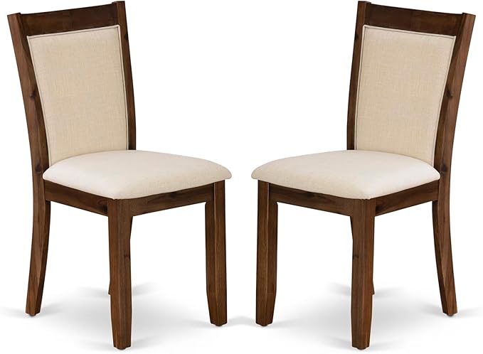 East West Furniture V727MZN32-7 7 Piece Dining Table Set Consist of a Rectangle Kitchen Table with V-Legs and 6 Light Beige Linen Fabric Parson Dining Chairs, 40x72 Inch, Multi-Color