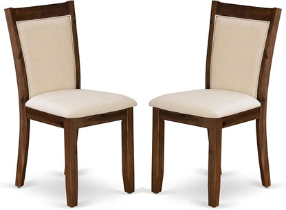 East West Furniture V727MZN32-7 7 Piece Dining Table Set Consist of a Rectangle Kitchen Table with V-Legs and 6 Light Beige Linen Fabric Parson Dining Chairs, 40x72 Inch, Multi-Color