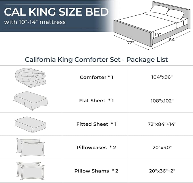 HEVUMYI Terracotta Cali-King Comforter Set - 7-Piece All Season Bed in a Bag Cali-King, Ultra Soft Bedding Set with Comforter, Flat Sheet, Fitted Sheet, Pillowcases, Pillow Shams