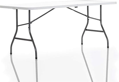 Cosco 6ft Fold-in-Half Blow Molded Folding Table, Indoor/Outdoor, Comfort Handle, Lightweight Plastic Construction - White