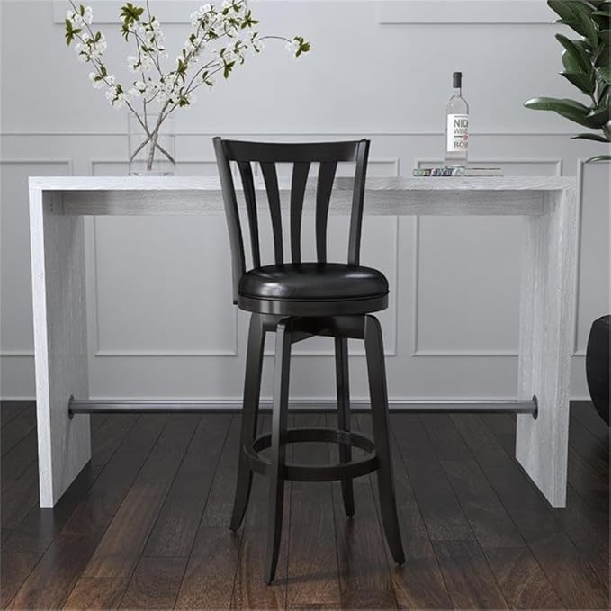 Hillsdale Savana Wood Bar Height Kitchen Stool, 29.5" High, Black