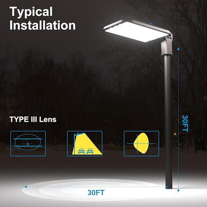 Lightdot 500W Parking Lot Lighting 75000Lm(150Lm/W) LED Parking Lot Lights Commercial with Smart Photocell Dusk to Dawn 5000K Street Light with SlipFitter Mount for Driveway/Parking Lot- 2Pack