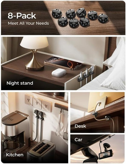 LISEN 5 Pack USB C Cable 60W Fast Charging Cable & 8 Pack Magnetic Cable Organizer Under Desk Convenient Storage and Ultra-Fast Charging Set