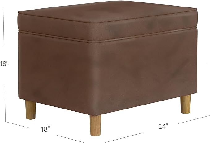 Home Decor | Dinah Collection Modern Storage Ottoman | Ottoman with Storage for Living Room & Bedroom(Brown Faux Leather)