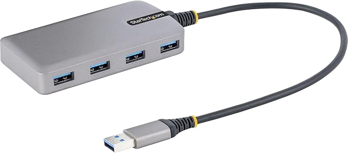 StarTech.com 4-Port USB Hub - USB 3.0 5Gbps, Bus Powered, USB-A to 4X USB-A Hub w/Optional Auxiliary Power Input - Portable Desktop/Laptop USB Hub, 1ft/30cm Cable, USB Expansion Hub (5G4AB-USB-A-HUB)
