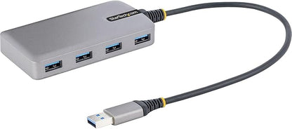 StarTech.com 4-Port USB Hub - USB 3.0 5Gbps, Bus Powered, USB-A to 4X USB-A Hub w/Optional Auxiliary Power Input - Portable Desktop/Laptop USB Hub, 1ft/30cm Cable, USB Expansion Hub (5G4AB-USB-A-HUB)