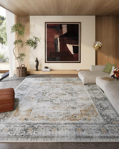 8x10 Area Rugs Washable Rug: Large Living Room Rug Stain Resistant Distressed Vintage Non Slip Low Pile Faux Wool Soft Boho Area Rug for Bedroom Bedside Indoor Kids Playroom Farmhouse Dining Room