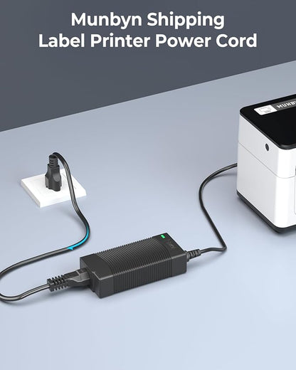 MUNBYN Power Cord, Black 3 Prong Cord, 3.8FT Power Cable Replacement for 130B, 129B, and 941B Thermal Printers and Other Shipping Label Printers