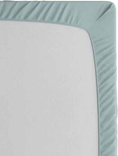 Ambesonne Silhouette Fitted Sheet, City Houses Business Skyline Urban Outdoor Scene Illustration, Bed Cover with All-Round Elastic Deep Pocket for Comfort, Queen Size, Black Seafoam and Blue Grey