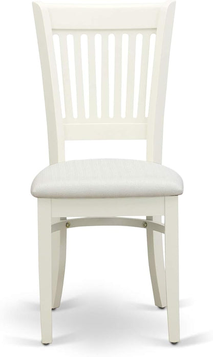 East West Furniture BOVA3-LWH-C 3 Piece Dining Room Furniture Set Contains a Round Dining Table and 2 Linen Fabric Upholstered Chairs, 42x42 Inch, Linen White