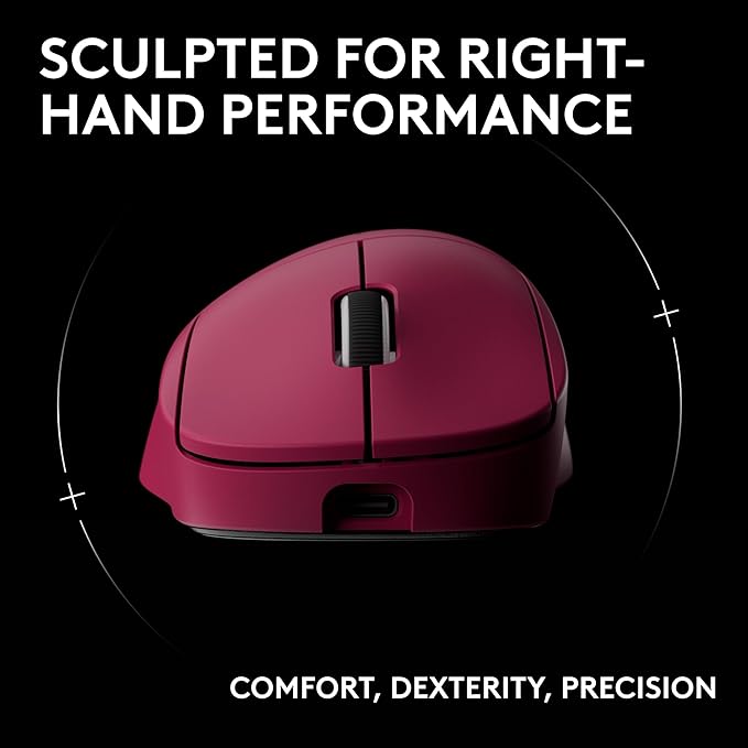 Logitech G PRO X Superlight 2 Wireless Gaming Mouse, 60g Pro-Grade with 5 Programmable Buttons, 44k DPI Sensor, 8kHz Report Rate, USB-C Charging for PC/Mac - Magenta