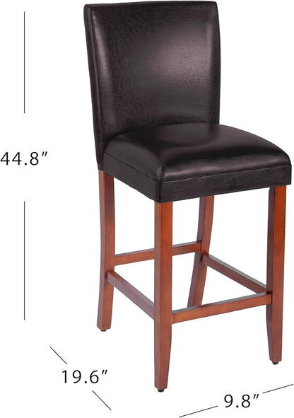 HomePop Home Decor | Classic Counter Height Bar Stools | 29 Inch Bar Stools | Decorative Home Furniture (Brown Faux Leather) Single Pack