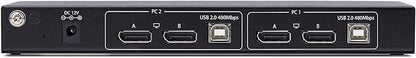 StarTech.com 2-Port Dual-Monitor DisplayPort KVM Switch with Dual View Video Matrix, 4K 60Hz, 4X USB Hub Ports, TAA Compliant