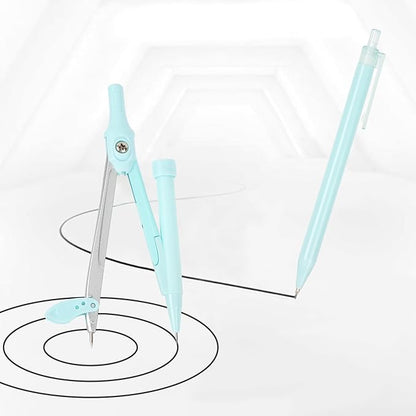 LABANCA 8 Pcs Compass Set with Protractor Rulers Pencil for Math Geometry (08373 Blue)