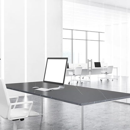Kaboon Universal Tabletop 55"x27.5", Solid One-Piece Melamine Table Top, Double Desk L-Desk DIY, Home and Office Countertop, Cloud Atlas/Black Marble