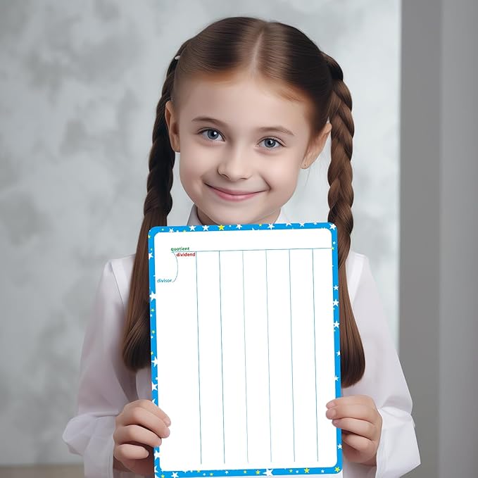 10 Packs Division Whiteboard Card, Double Sided Dry Erase Board Writable and Erasable Math Learning White Board for Kids, Students, Classroom and Home (Each Measures 12” x 9”)