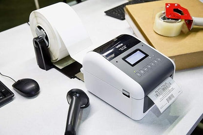 Brother TD-4550DNWB 4-inch Thermal Desktop Barcode and Label Printer, for Labels, Barcodes, Receipts and Tags, 300 dpi, 6 IPS, Standard USB and Serial, Ethernet LAN, Built-in Wi-Fi and Bluetooth,White