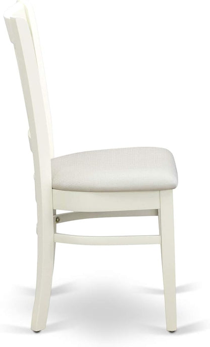 East West Furniture VAVA9-LWH-C 9 Piece Dining Set Includes an Oval Dining Room Table with Butterfly Leaf and 8 Linen Fabric Upholstered Kitchen Chairs, 40x76 Inch, Linen White