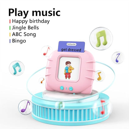 Lapare Audible Flash Cards Toys for Toddlers 2 3 4 5 6, Learn ABC Letters, Numbers 0-100,Phrases,Objects, Adjectives, and More Dolch Sight Words, 280 Cards with 560 Words/Phrases (Pink)