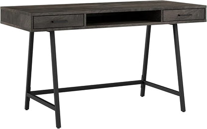 Bush Furniture Steele 54W Writing Desk in Dark Gray Hickory | Computer Table for Home Office Workspace