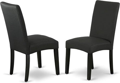 East West Furniture V676DR124-7 7 Piece Dining Room Table Set Consist of a Rectangle Dining Table with V-Legs and 6 Black Color Linen Fabric Upholstered Chairs, 36x60 Inch, Multi-Color