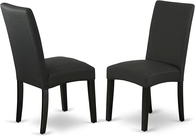 East West Furniture V626DR124-6 6 Piece Kitchen Table & Chairs Set Contains a Rectangle Dining Room Table and 4 Black Color Linen Fabric Parson Chairs with a Bench, 36x60 Inch, Multi-Color