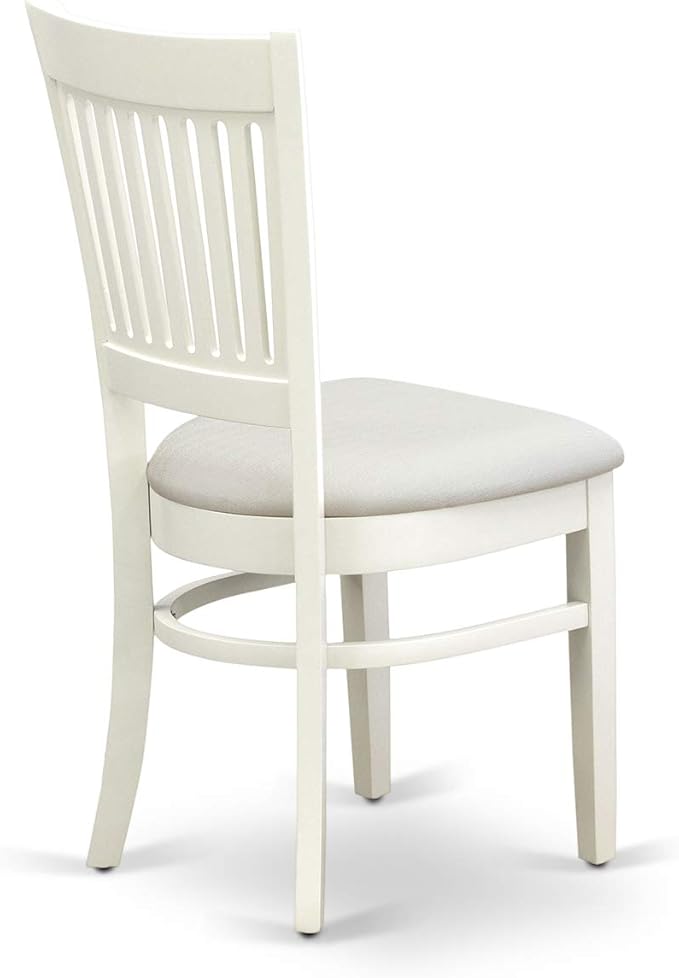 East West Furniture VAVA7-LWH-C 7 Piece Modern Dining Table Set Consist of an Oval Wooden Table with Butterfly Leaf and 6 Linen Fabric Upholstered Dining Chairs, 40x76 Inch, Linen White