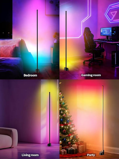 Corner Floor Lamp, RGB LED Lamp with Smart App and Remote Control Color Changing, Music Sync Ambience Lighting, Mood Lighting with 16 Million Colors for Bedroom Living Room Gaming Room